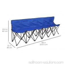 Best Choice Products 6-Seat Portable Folding Bench for Camping, Sports Sideline w/ Steel Tube Frame, Carry Case - Blue